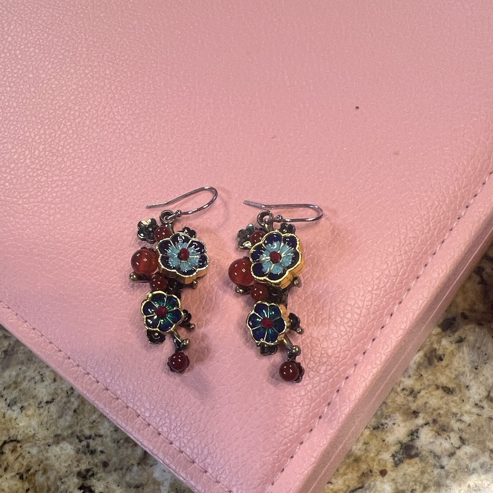 Floral Enamel Drop Earrings
